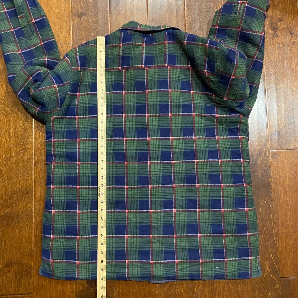 Lumber Jack Vintage 80s Quilt Lined Flannel Jacket Green Navy Men's Size XL - Picture 10 of 10